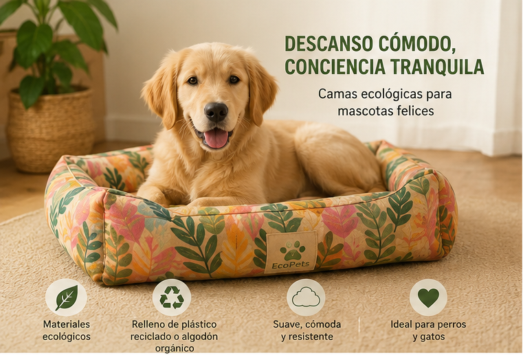Camas para Mascotas con Relleno de Plástico Reciclado o Algodón Orgánico